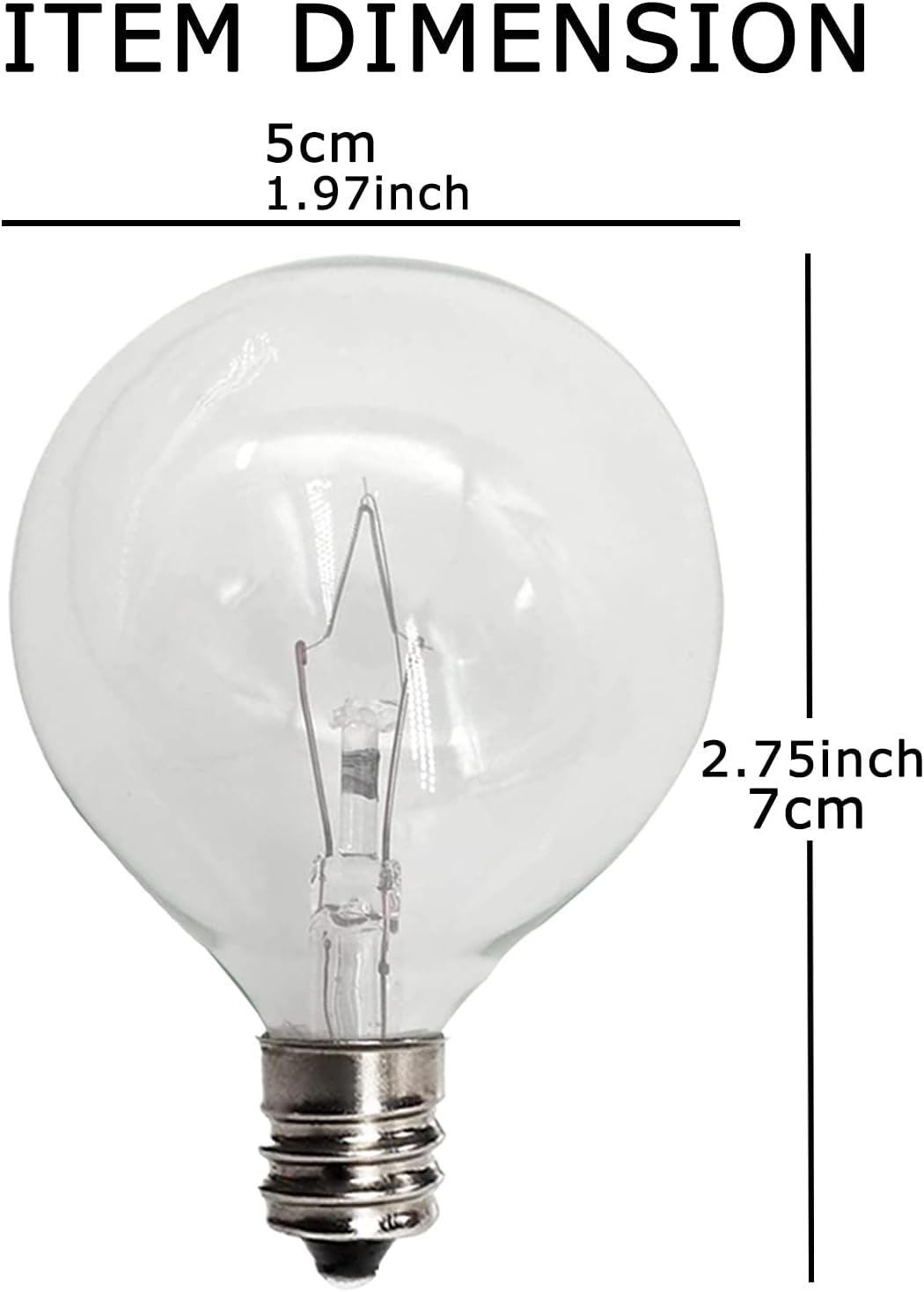 G50 Wax Warmer Bulbs - 25 Watt Clear Incandescent Light Bulbs for Scentsy Warmers, Long Lasting 6 Pack with E12 Candelabra Base
