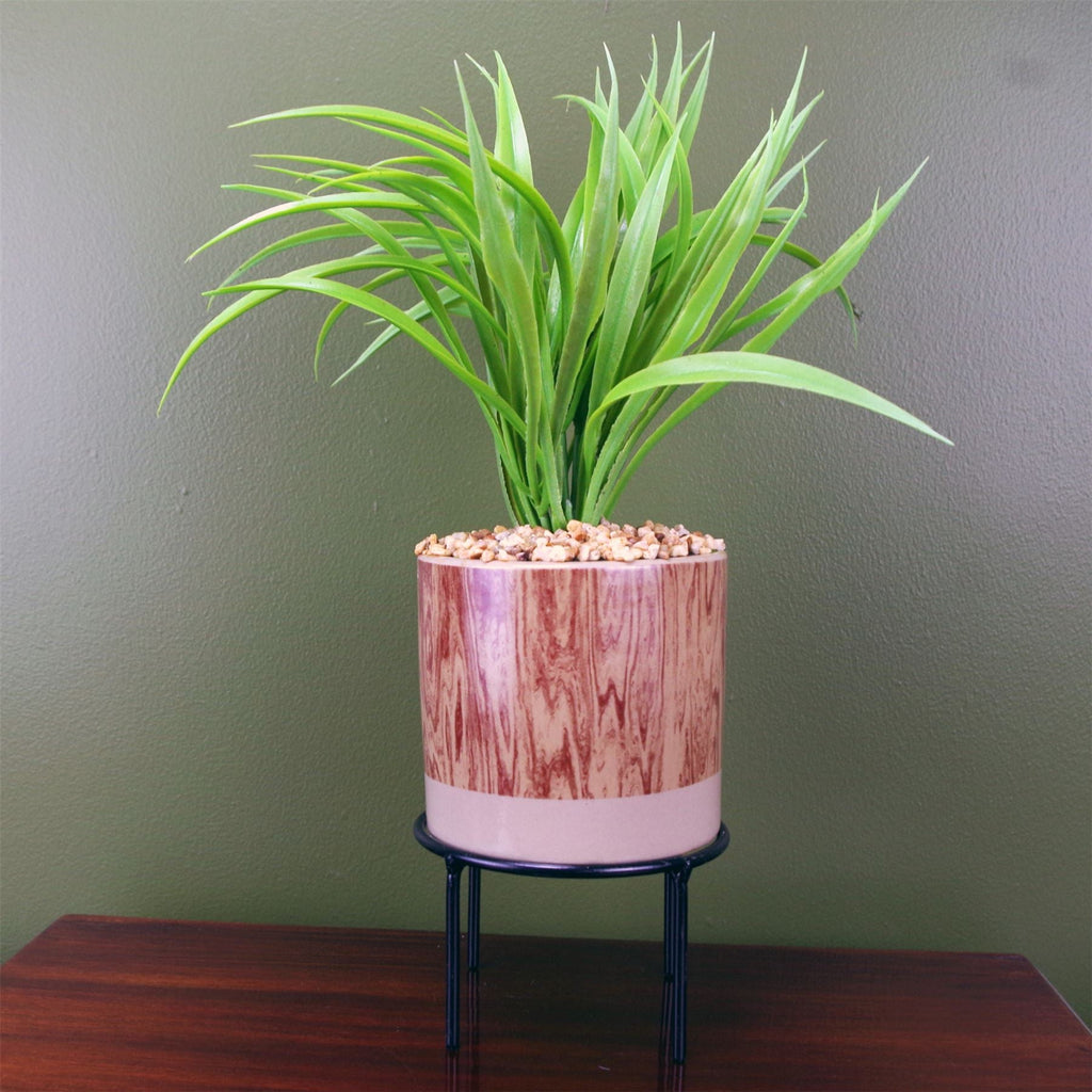 Artificial Grass Plant Planter Ceramic & Metal Stand Botanik-0