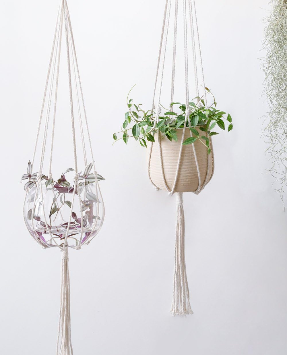 Macrame Plant Hangers - Elegant Indoor and Outdoor Hanging Planter Holders, Cotton Rope, 6-Leg Design for Enhanced Stability, 40 Inches, Set of 2