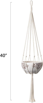 Macrame Plant Hangers - Elegant Indoor and Outdoor Hanging Planter Holders, Cotton Rope, 6-Leg Design for Enhanced Stability, 40 Inches, Set of 2