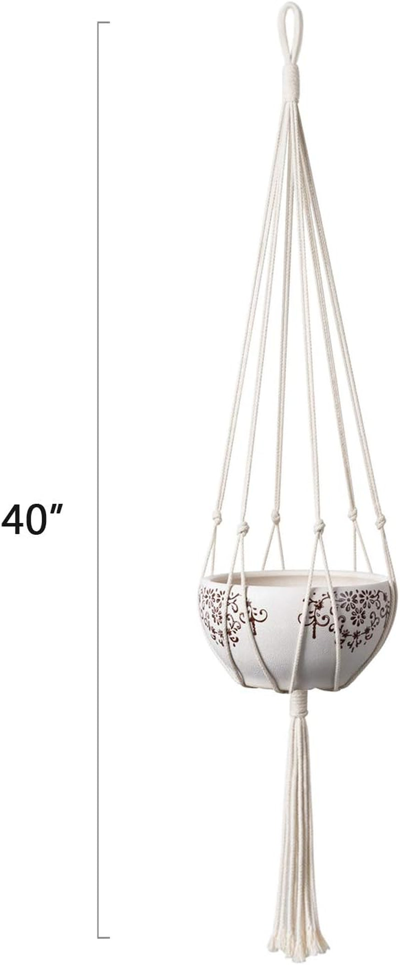 Macrame Plant Hangers - Elegant Indoor and Outdoor Hanging Planter Holders, Cotton Rope, 6-Leg Design for Enhanced Stability, 40 Inches, Set of 2