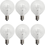 G50 Wax Warmer Bulbs - 25 Watt Clear Incandescent Light Bulbs for Scentsy Warmers, Long Lasting 6 Pack with E12 Candelabra Base