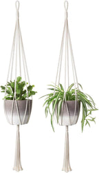 Macrame Plant Hangers - Elegant Indoor and Outdoor Hanging Planter Holders, Cotton Rope, 6-Leg Design for Enhanced Stability, 40 Inches, Set of 2