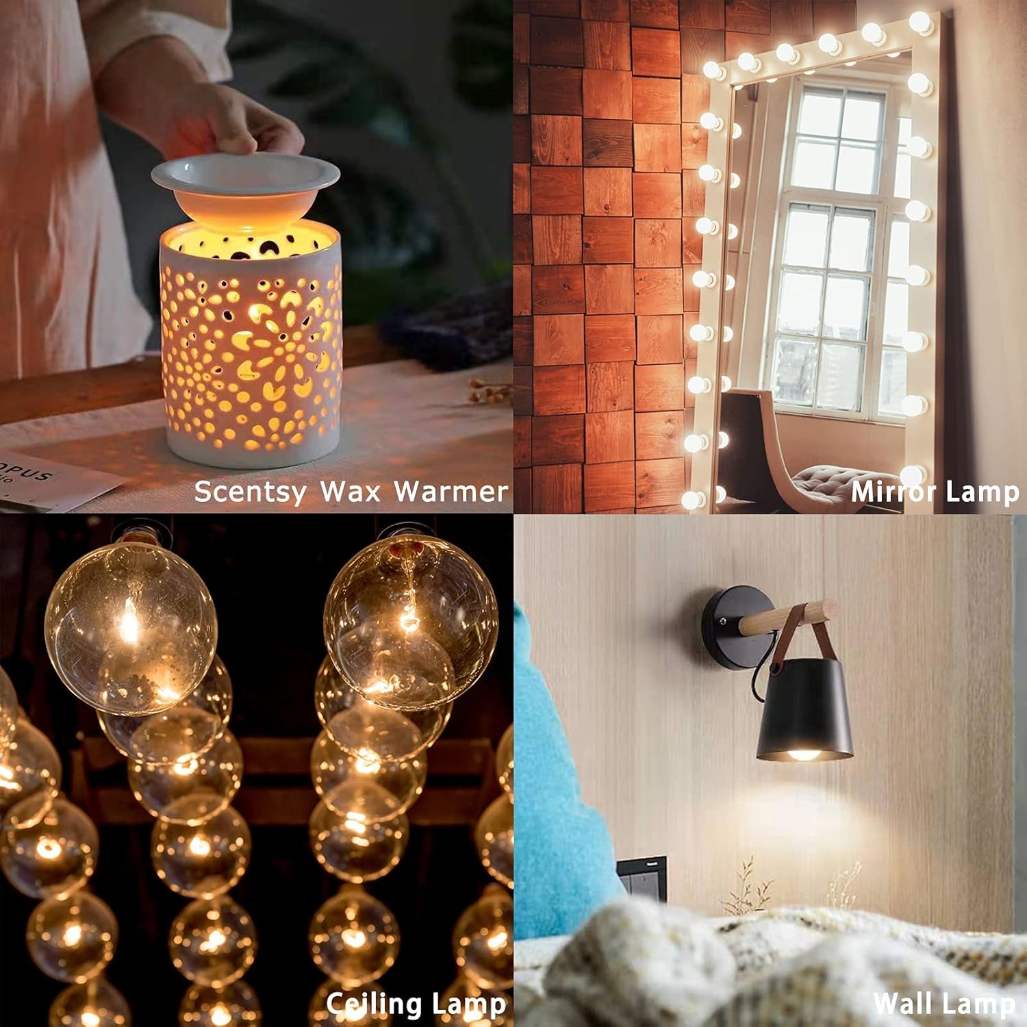 G50 Wax Warmer Bulbs - 25 Watt Clear Incandescent Light Bulbs for Scentsy Warmers, Long Lasting 6 Pack with E12 Candelabra Base